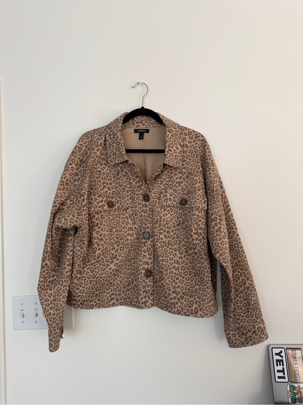 torrid Beige Leopard Print Jean Jacket